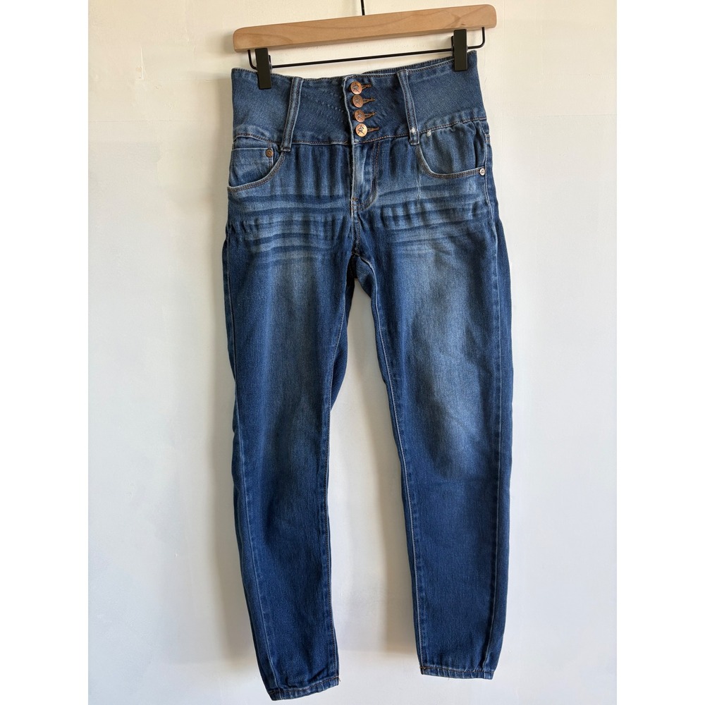 Always Friday Womens High Waisted Skinny Jeans Blue 4 Button Fly Size 5